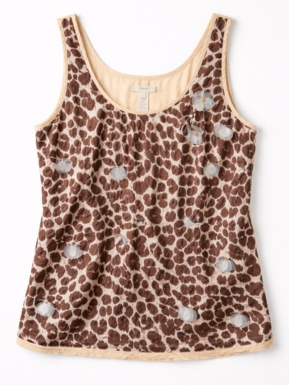 J.Crew Silk Tank Top Leopard Print Side Zip Sleeveless Blouse Size 4